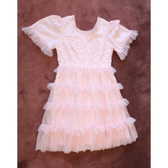 JessaKae Harper Pink Ruffled Midi Dress XL Tulle tiered Ballerina Cocktail Party - Picture 6 of 7